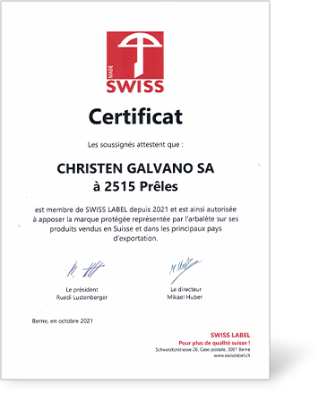 Certificat Swiss Label